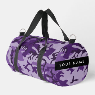 Lila Camouflage Ihr Name personalisieren Duffle Bag