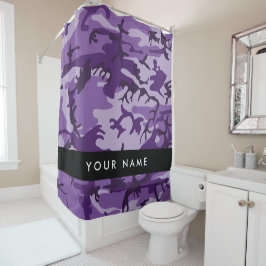 Lila Camouflage Ihr Name personalisieren Duschvorhang