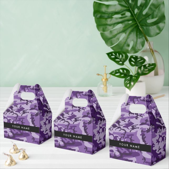 Lila Camouflage Ihr Name personalisieren Geschenkschachtel (Zahlreiche)