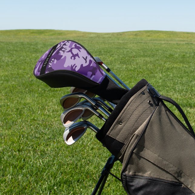 Lila Camouflage Ihr Name personalisieren Golf Headcover (In SItu)