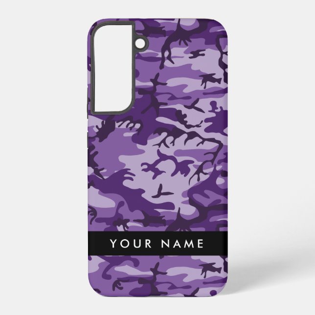 Lila Camouflage Ihr Name personalisieren Samsung Galaxy Hülle (Rückseite)