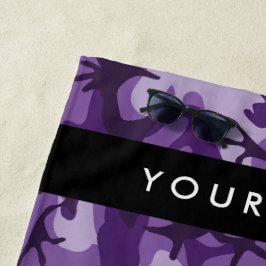 Lila Camouflage Ihr Name personalisieren Strandtuch