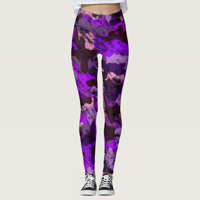 Lila Camouflage Ladys Leggings (Vorderseite)