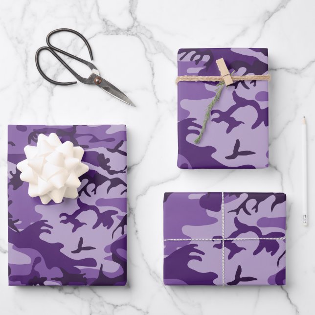 Lila Camouflage, Militär, Armee Geschenkpapier Set (Vorderseite)