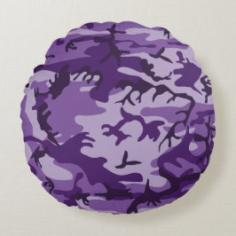 Lila Camouflage, Militär, Armee Rundes Kissen