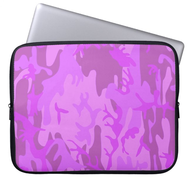 Lila Camouflage-Muster Laptopschutzhülle (Vorderseite)