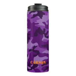 Lila Camouflage Sport Moderne Orange NAME Travel Thermosbecher