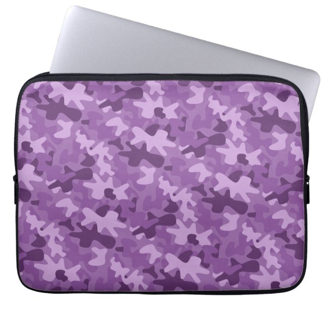 Lila Camouflage-Tarnungs-Muster-Laptop-Hülse Laptopschutzhülle (Vorderseite)