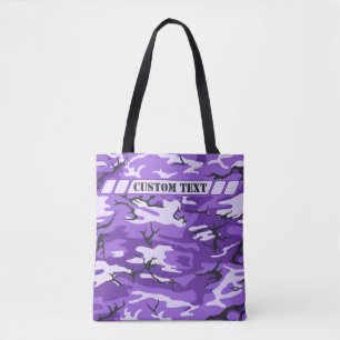 Lila Camouflage-Tasche mit kundenspezifischem Text Tasche