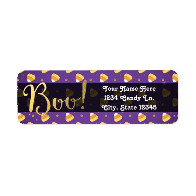 Lila Candy Corn & Gold Dots Whimsisches Halloween (Vorne)