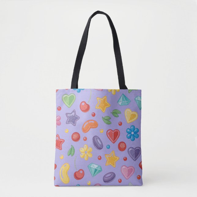"Lila Candy Star Tote Bag Tasche (Vorderseite)
