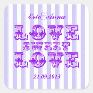 Lila Candy Strip LIEBE SWEET LIEBE Aufkleber