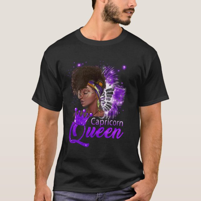 Lila Capricorn Queen African American Dec Jan T-Shirt (Vorderseite)