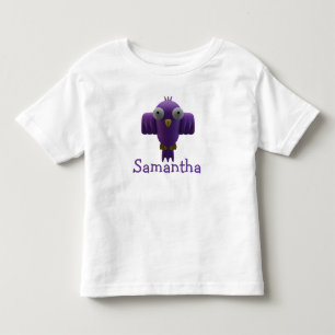 Lila Cartoon Bird & Typografy Kinderkind T - Shirt