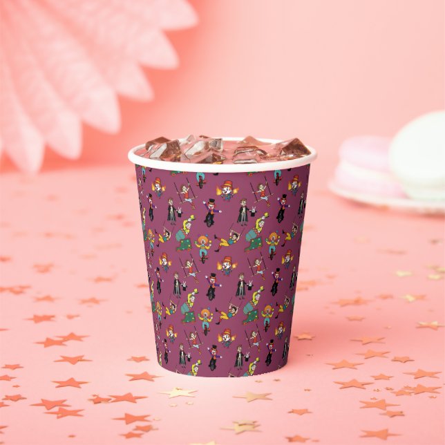 Lila Cartoon Circus Nahtloses Muster Papier-Cup Pappbecher (Insitu)