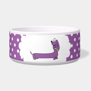 Lila Cartoon-Dackel-Polka-Punkt Napf