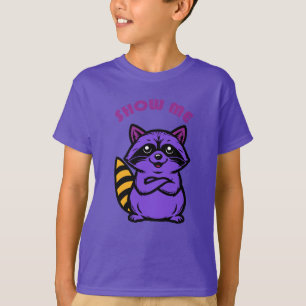 lila Cartoon-Waschbär T-Shirt