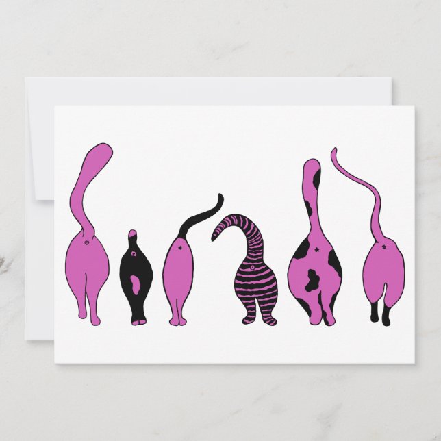 Lila Cat-Hintern Feiertagskarte (Vorderseite)