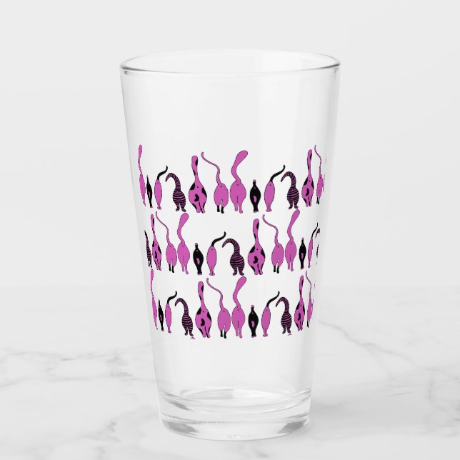Lila Cat Hintern Muster Glas (Vorderseite)