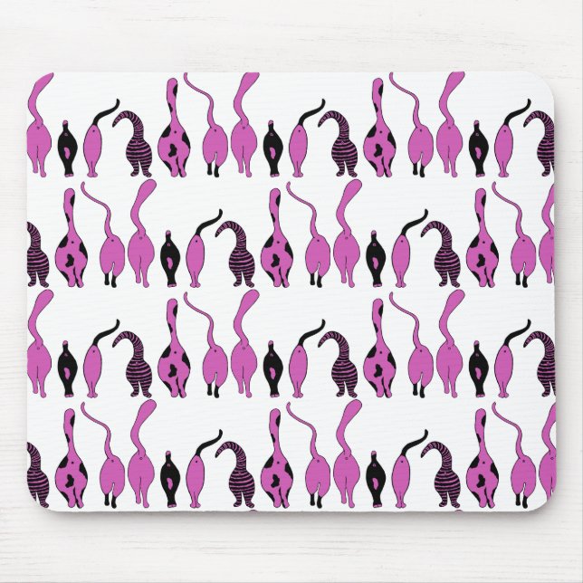 Lila Cat Hintern Muster Mousepad (Vorne)