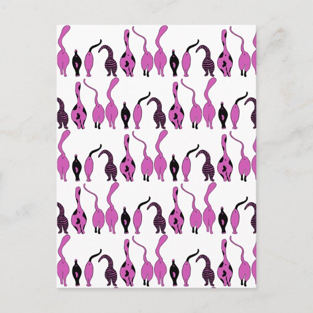 Lila Cat Hintern Muster Postkarte (Vorderseite)