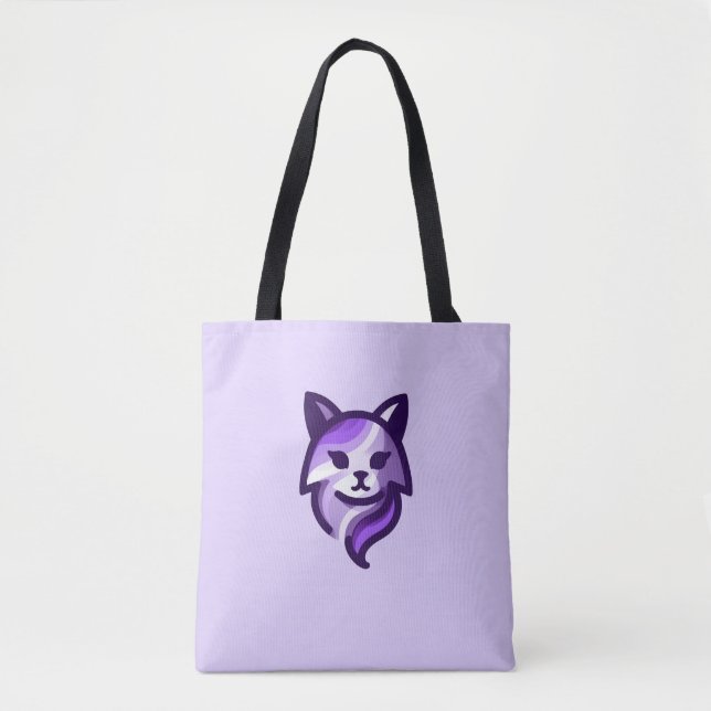 Lila Cat Stilvoll Tasche (Vorderseite)