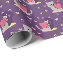 Lila Cat Wrapping Paper - Adable Kittens