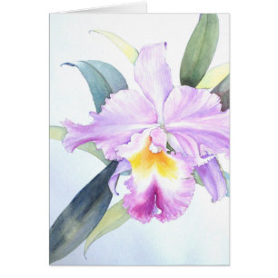Lila Cattleya Orchideen-Karte (5" X 7")