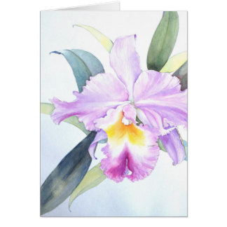 Lila Cattleya Orchideen-Karte (5" X 7")