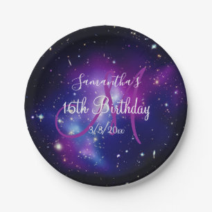 Lila Celestial Monogram Birthday Pappteller