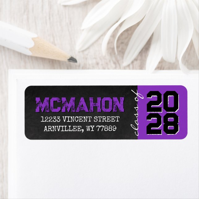 Lila Chalkboard Grad-Rücksendeadresse (Matching Envelopes, Return Address Labels & Envelope Seals)