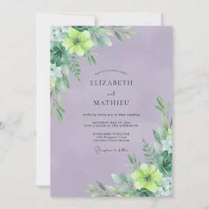 Lila Chartreuse Blätterhochzeit Einladung