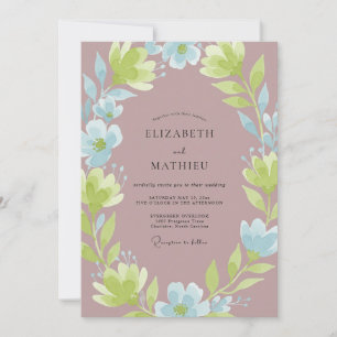 Lila Chartreuse Wildblumen-Hochzeit Einladung