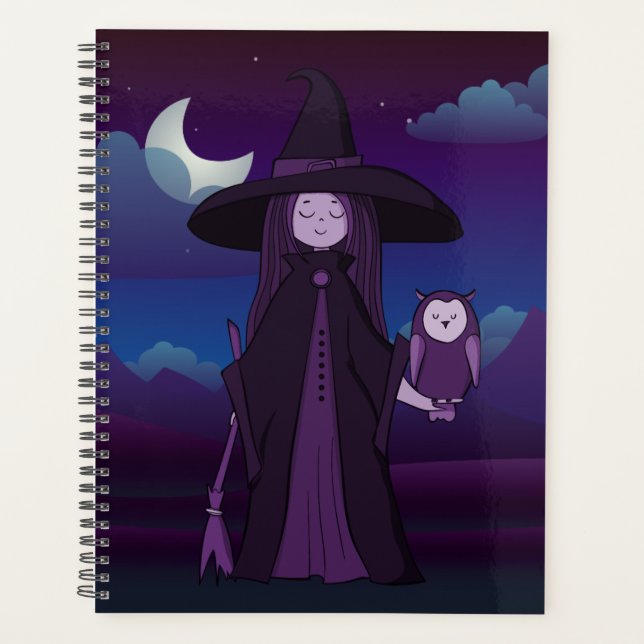 Lila Cheeky Witch® Planner mit Hexe und Schale Planer (Vorderseite)