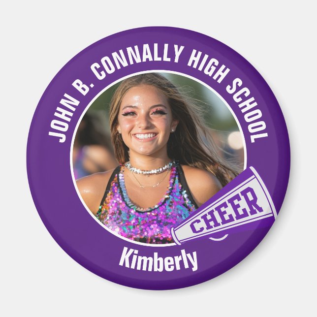 Lila Cheerleader Foto High School Spirit Cheerlead Magnet (Vorne)