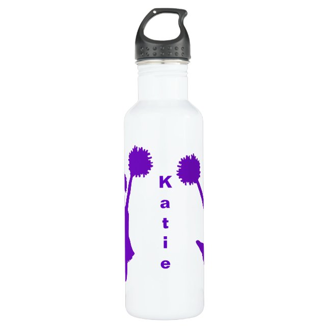 Lila Cheerleader-Gewohnheit Trinkflasche (Vorderseite)