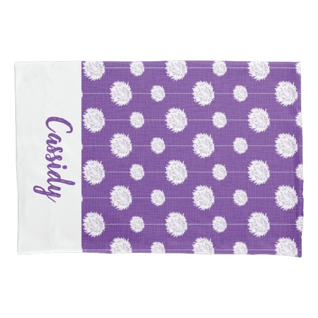 Lila Cheerleader Pom Pom Muster Kissenbezug (Vorderseite)