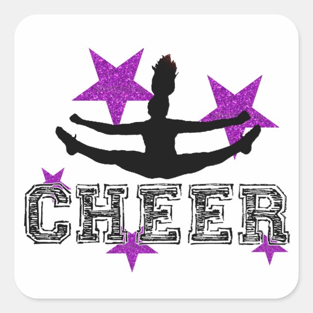 Lila Cheerleader Quadratischer Aufkleber (Vorderseite)