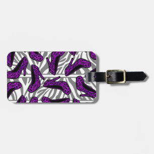 Lila Cheetah-hohe Fersen-Schuh-Druck auf Zebra Gepäckanhänger