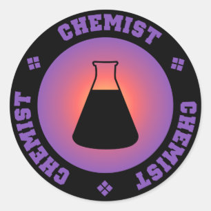 Lila Chemiker-Aufkleber Runder Aufkleber