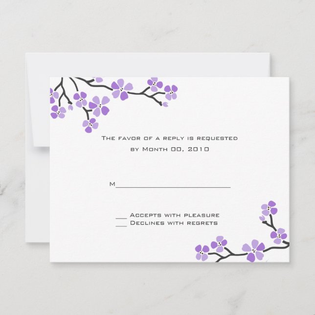 Lila Cherry Blossom RSVP-Karten RSVP Karte (Vorderseite)