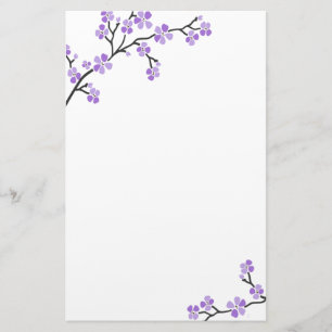 Lila Cherry Blossom-Schreibpapier Briefpapier