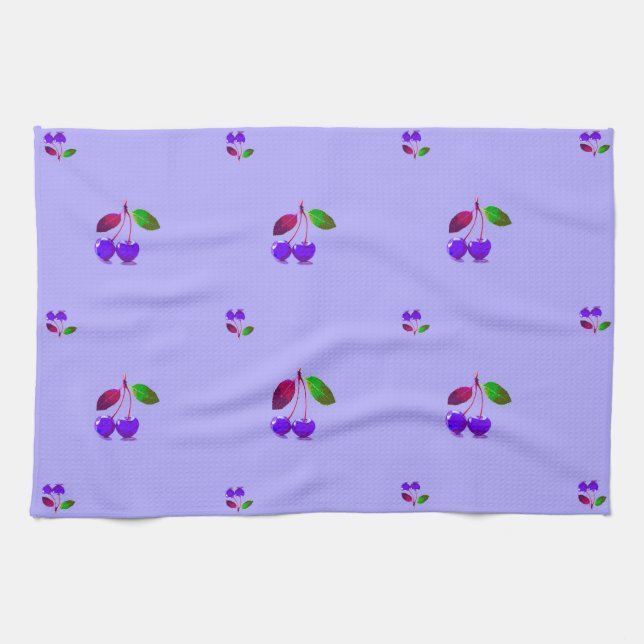 Lila Cherry Pop Art Geschirrtuch (Horizontal)