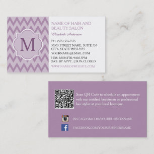 Lila Chevron Friseursalon Schönheitssalon Visitenkarte