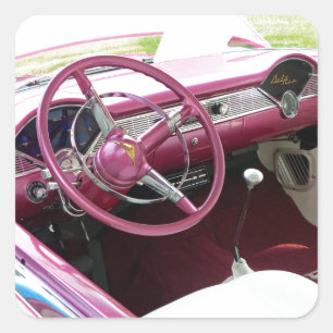 Lila Chevy Bel Air Quadratischer Aufkleber
