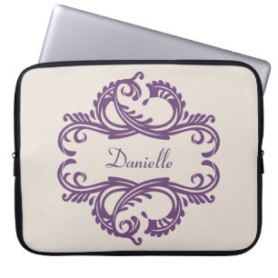 Lila-Chic Damask Laptop-Sieb Laptopschutzhülle