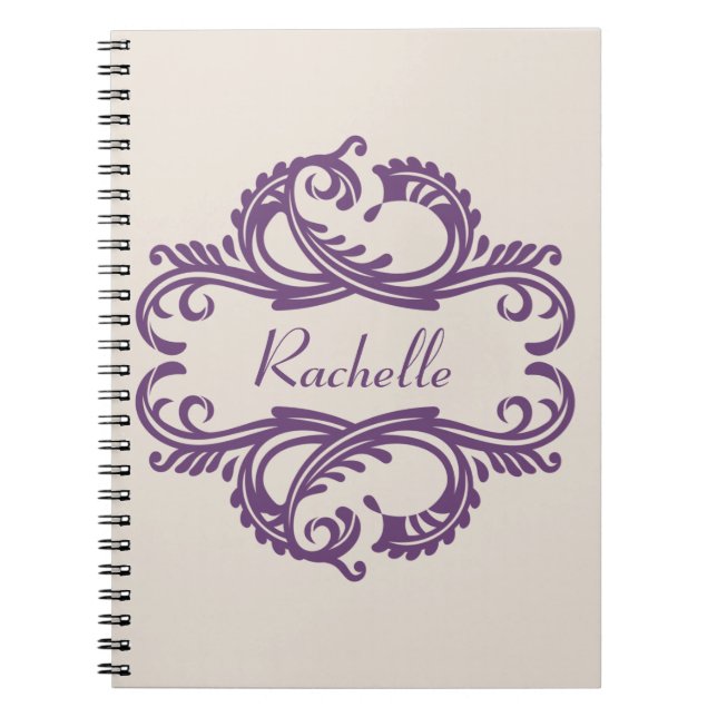 Lila-Chic-Damask-Notebook Notizblock (Vorderseite)