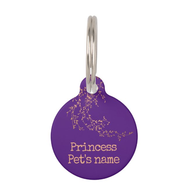 Lila Chic Princess Elegante Blume Haustiermarke (Vorderseite)