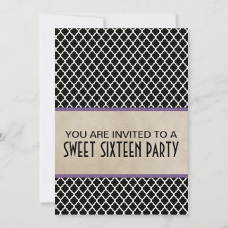 Lila Chic Quatrefolie Sweet 16 Einladung