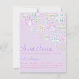 Lila Chic Snowflake Sweet16 Einladung